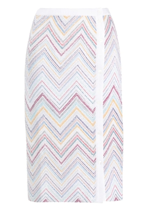 Missoni zigzag-woven pencil skirt - White