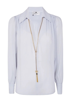 Elisabetta Franchi chain-embellished puff-sleeves blouse - Blue