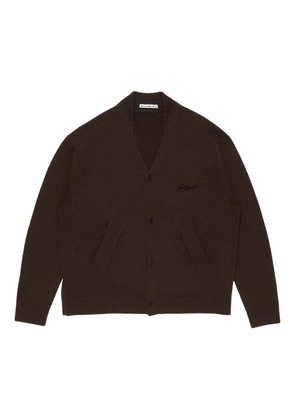 Acne Studios embroidered-logo buttoned cardigan - Brown