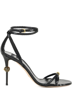 Elisabetta Franchi 80mm leather python print sandals - Black