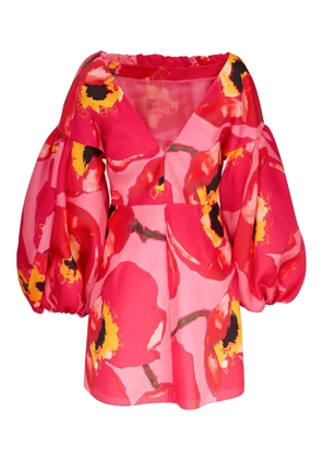 Carolina Herrera puff-sleeved floral mini dress - Pink