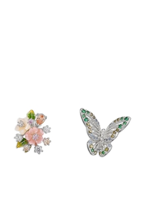 Anabela Chan 14K white gold and rhodium vermeil Butterfly Bouquet multi-stone earrings - Silver