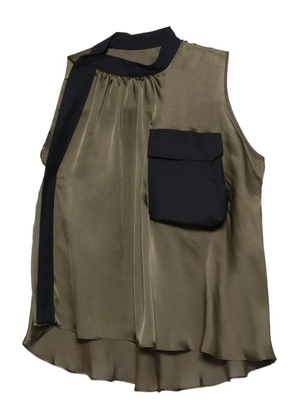 sacai pocket ruffled top - Green