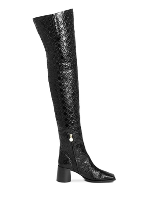 Marine Serre 65mm monogram-embossed leather boots - Black