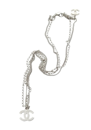 CHANEL Pre-Owned 2009 Silver Plated CC Long Chain Necklace costume necklace
