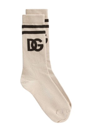 Dolce & Gabbana intarsia-knit logo socks - Neutrals