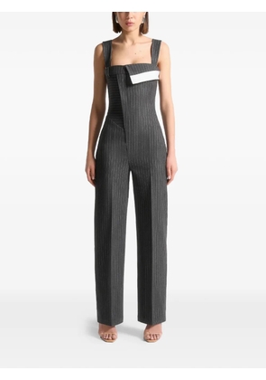 Manière De Voir Camille detachable-straps pinstripe jumpsuit - Grey