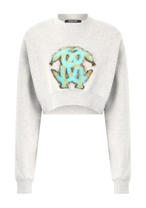 Roberto Cavalli logo-motif cropped sweatshirt - Grey