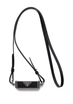 Prada triangle-logo leather smartphone case - Black