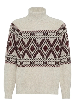 Brunello Cucinelli jacquard turtleneck sweater - Neutrals