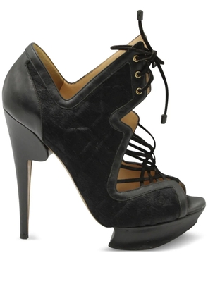 Nicholas Kirkwood 130mm pony-hair caged sandals - Black