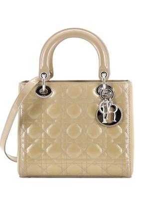 Christian Dior Pre-Owned Lady Dior Bag Cannage Quilt Patent Medium satchel - Neutrals