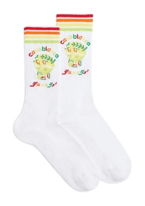 Casablanca rainbow-stripe socks - White