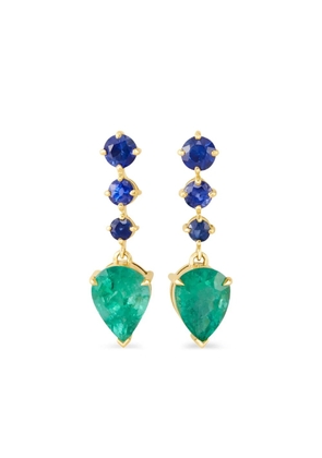 YI Collection 18K yellow gold Arrows emerald and sapphire earrings