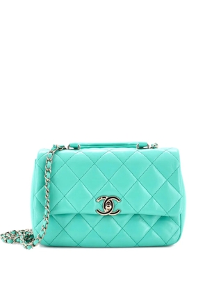 CHANEL Pre-Owned Coco Trip Flap Bag Quilted Shiny Lambskin Medium shoulder bag - Blue