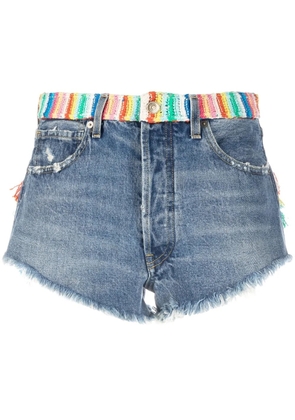 Alanui Over The Rainbow denim shorts - Blue