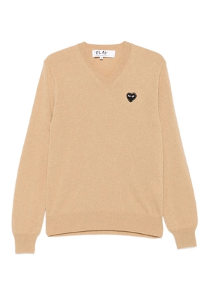 Comme Des Garçons Play heart-embellished v-neck sweater - Neutrals