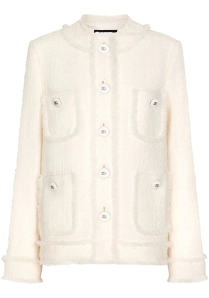 Dolce & Gabbana single-breasted tweed jacket - Neutrals