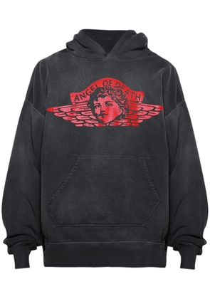SAINT MXXXXXX graphic-print cotton hoodie - Black
