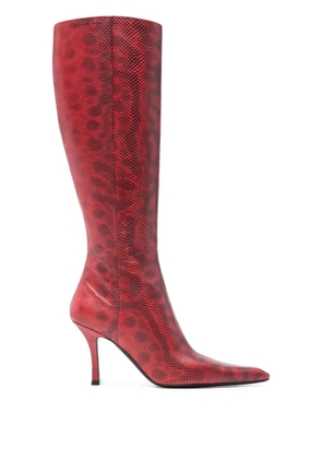 Pre-Owned Alexander Wang snakeskin-effect knee-high boots - Red