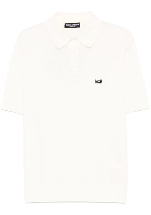 Dolce & Gabbana logo-plaque polo shirt - White