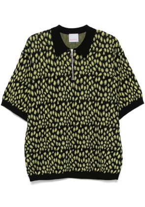 BLUEMARBLE leopard-jacquard polo shirt - Black