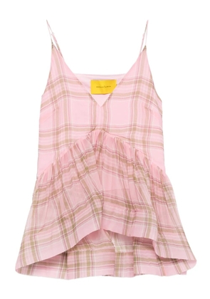 Marques'Almeida tartan-check chiffon top - Pink