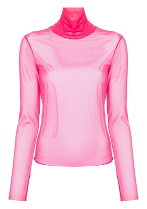 Patrizia Pepe roll-neck mesh T-shirt - Pink