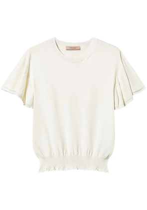 TWINSET scalloped-hem knitted T-shirt - 00282_White Snow