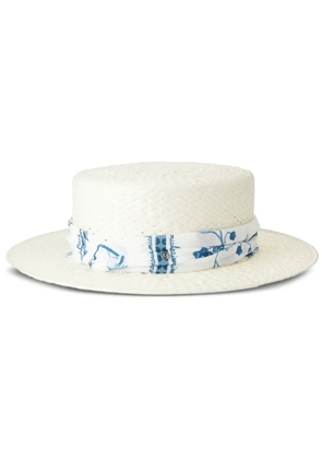 Maison Michel Kiki straw boater hat - White