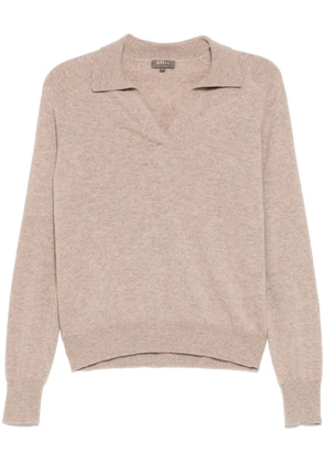 N.Peal long sleeves polo shirt - Brown