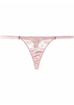 Fleur Of England Valentina embroidered tulle thong - Pink
