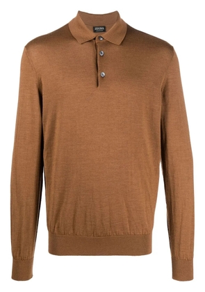 Zegna knitted long-sleeve polo shirt - Brown