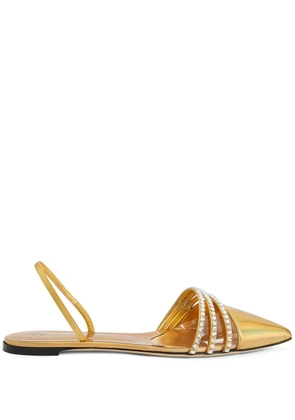 Giuseppe Zanotti Claralie rhinestone-embellished flat pumps - Gold