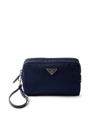 Prada logo-plaque make up bag - Blue