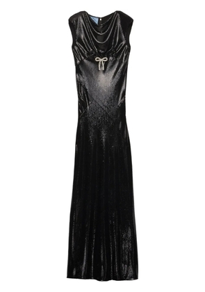 Prada sequined satin long dress - Black