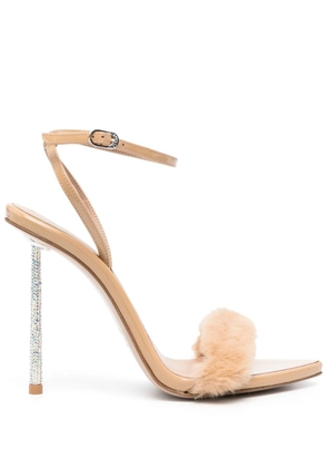 Le Silla Bella 105mm faux-fur sandals - Neutrals