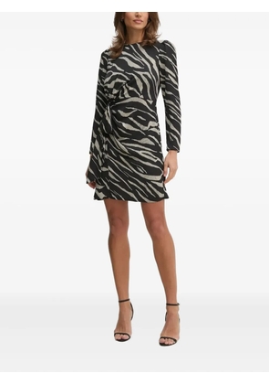 DKNY zebra-print puff-sleeve mini dress - Black