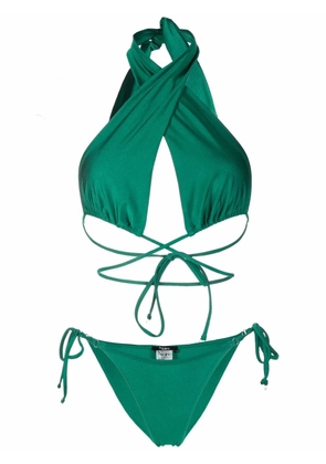 Noire Swimwear satin-finish triangle-cup bikini set - Green
