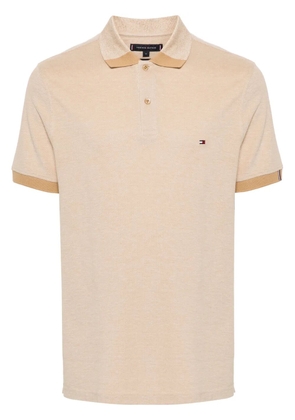 Tommy Hilfiger logo-embroidered organic cotton blend polo shirt - Neutrals