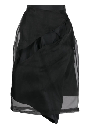 Undercover high-waisted asymmetric tulle skirt - Black