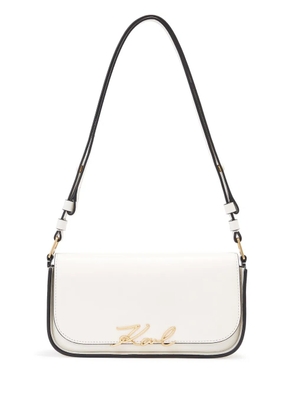 Karl Lagerfeld Signature leather cross body bag - White