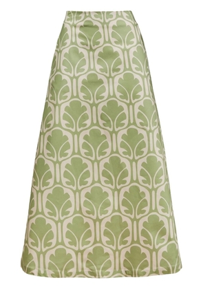 La DoubleJ mid-rise printed midi A-line skirt - Green