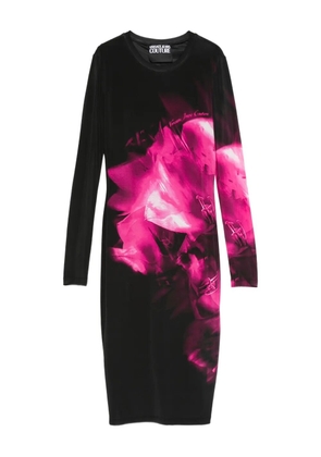 Versace Jeans Couture floral-print long-sleeve midi dress - Black