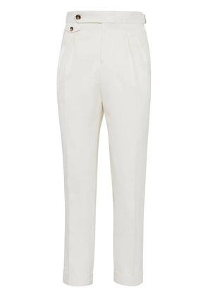 Brunello Cucinelli pressed-crease tapered trousers - White