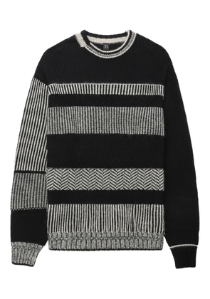 Y's striped panelled sweater - Black