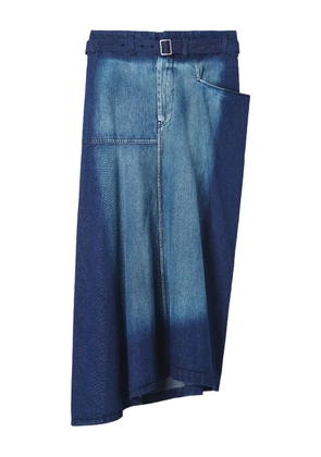 Y's O-Triangle belted panelled midi skirt - Blue