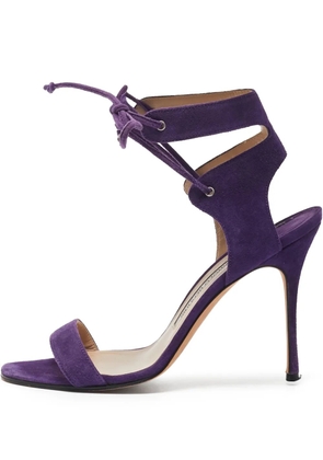 Manolo Blahnik pre-owned 100mm Laramod lace-up sandals - Purple