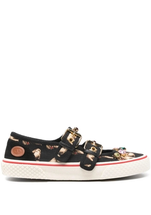 Valentino Garavani double-buckle slip-on ballerina sneakers - Black