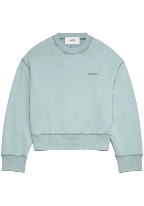 AMI Paris embroidered-logo cotton sweatshirt - Blue